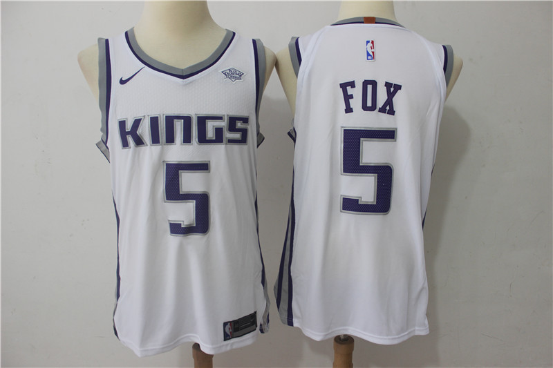 Men Sacramento Kings 5 Fox White Game Nike NBA Jerseys